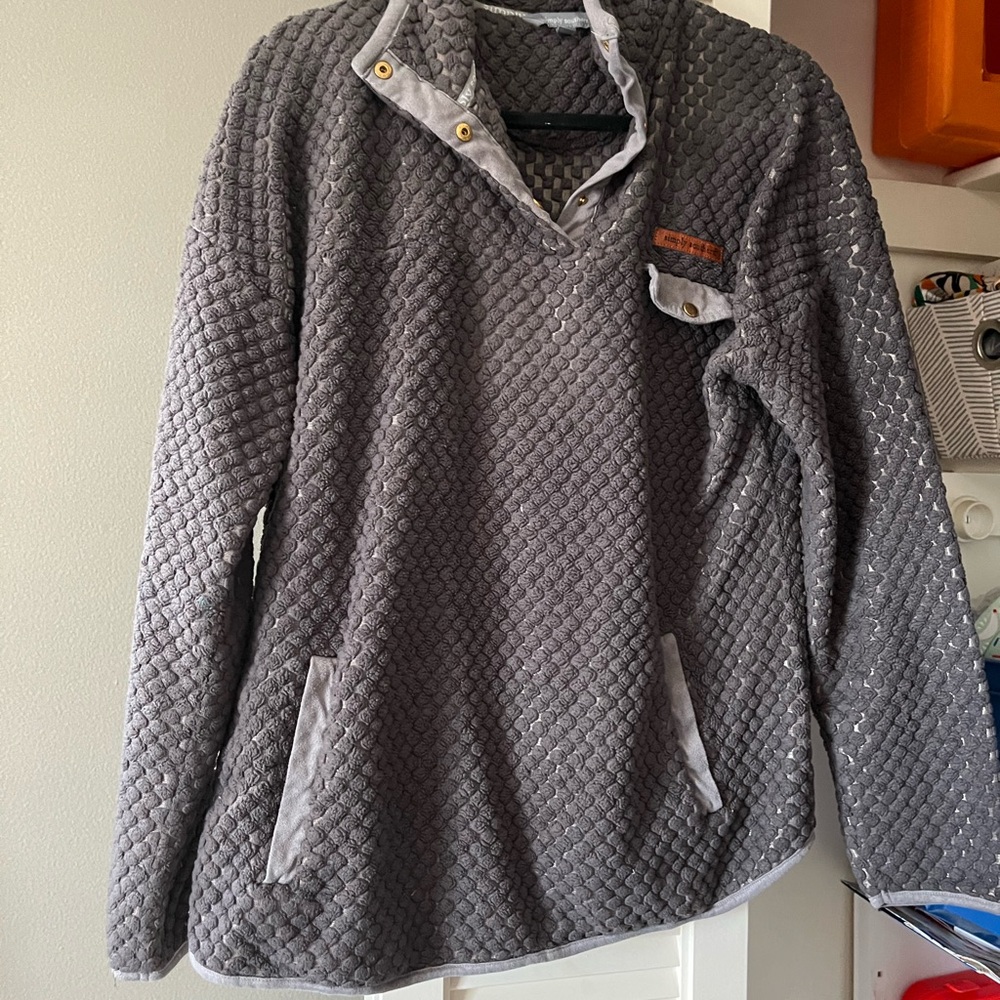 Simply Southern Charcoal Textured Pullover